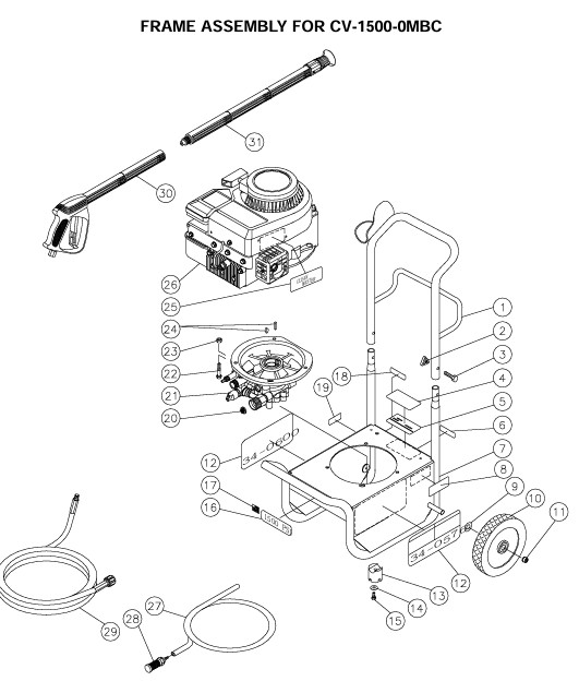 MITM CV-1500 pressure washer replacement parts